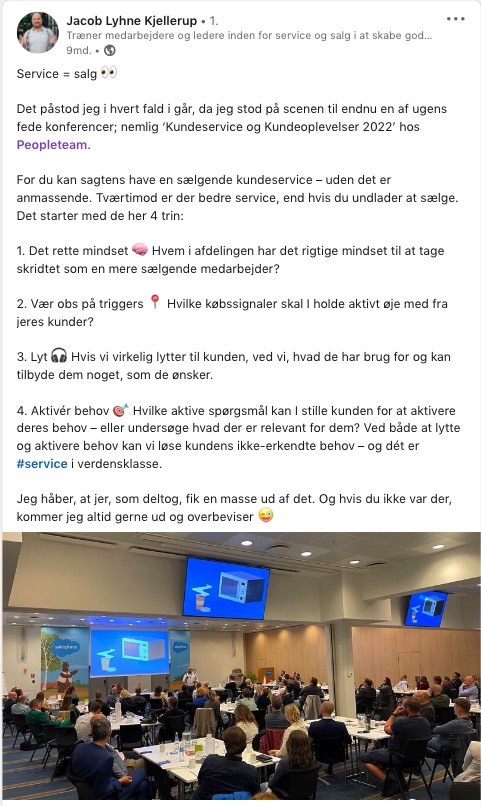 På konferencen talte jeg om service vs salg